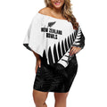 New Zealand Lawn Bowls Custom Off Shoulder Short Dress Aotearoa Silver Fern - Aussie Hoodie