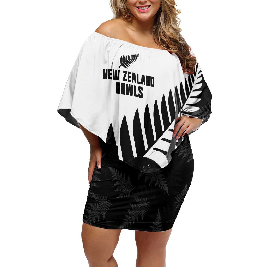 New Zealand Lawn Bowls Custom Off Shoulder Short Dress Aotearoa Silver Fern - Aussie Hoodie