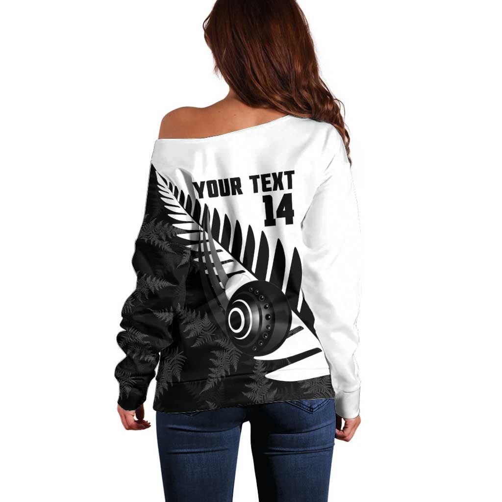 New Zealand Lawn Bowls Custom Off Shoulder Sweater Aotearoa Silver Fern - Aussie Hoodie