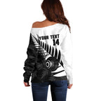 New Zealand Lawn Bowls Custom Off Shoulder Sweater Aotearoa Silver Fern - Aussie Hoodie