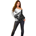 New Zealand Lawn Bowls Custom Off Shoulder Sweater Aotearoa Silver Fern - Aussie Hoodie