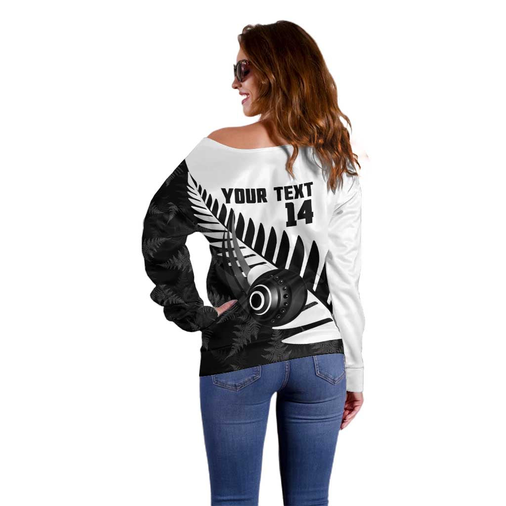 New Zealand Lawn Bowls Custom Off Shoulder Sweater Aotearoa Silver Fern - Aussie Hoodie