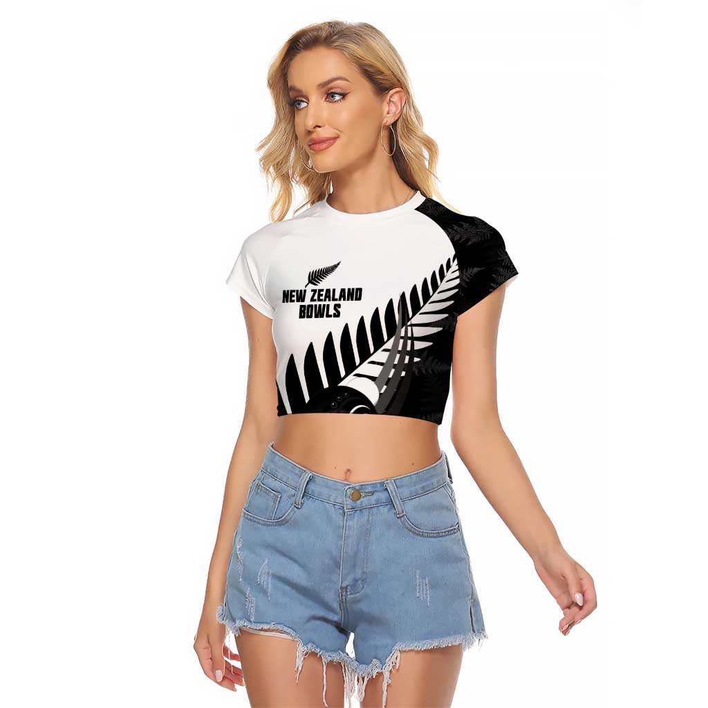 New Zealand Lawn Bowls Custom Raglan Cropped T Shirt Aotearoa Silver Fern - Aussie Hoodie