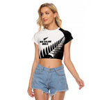 New Zealand Lawn Bowls Custom Raglan Cropped T Shirt Aotearoa Silver Fern - Aussie Hoodie