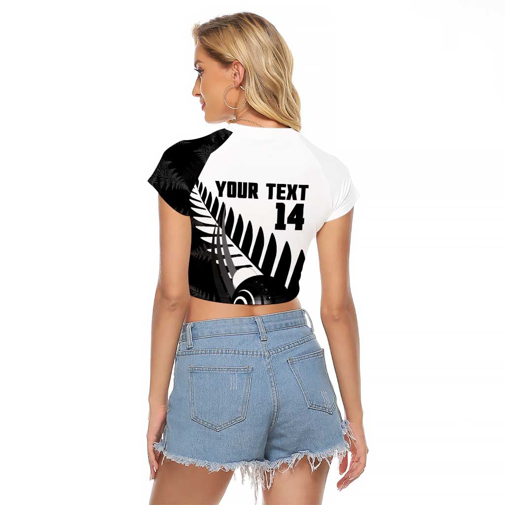 New Zealand Lawn Bowls Custom Raglan Cropped T Shirt Aotearoa Silver Fern - Aussie Hoodie