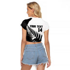 New Zealand Lawn Bowls Custom Raglan Cropped T Shirt Aotearoa Silver Fern - Aussie Hoodie