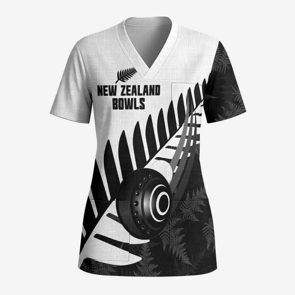 New Zealand Lawn Bowls Custom Scrub Top Aotearoa Silver Fern - Aussie Hoodie
