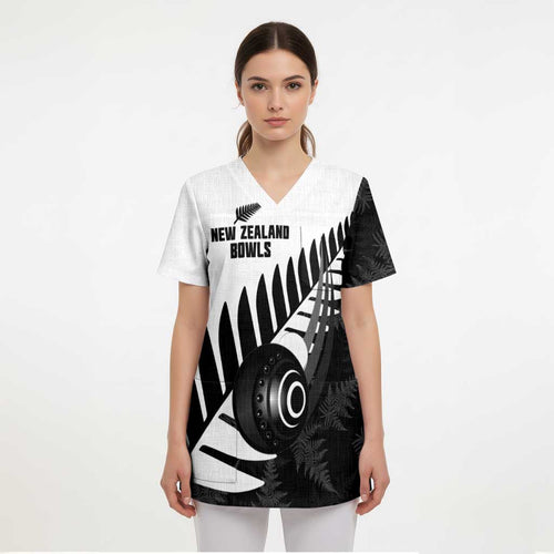 New Zealand Lawn Bowls Custom Scrub Top Aotearoa Silver Fern - Aussie Hoodie