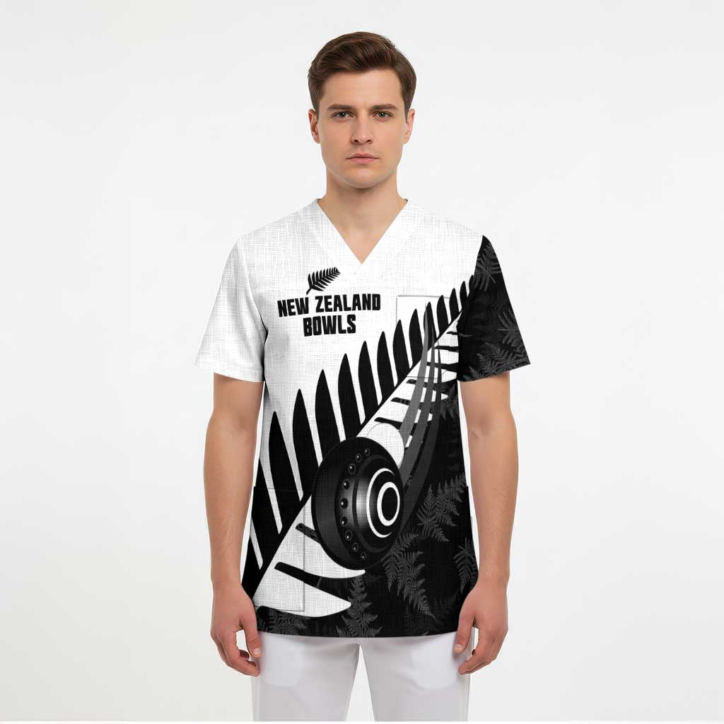New Zealand Lawn Bowls Custom Scrub Top Aotearoa Silver Fern - Aussie Hoodie
