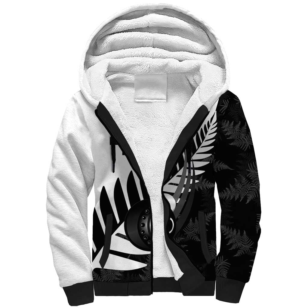 New Zealand Lawn Bowls Custom Sherpa Hoodie Aotearoa Silver Fern - Aussie Hoodie