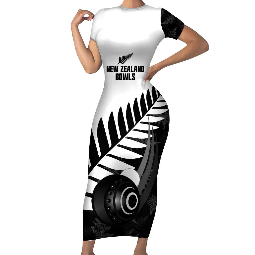 New Zealand Lawn Bowls Custom Short Sleeve Bodycon Dress Aotearoa Silver Fern - Aussie Hoodie