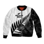 New Zealand Lawn Bowls Custom Sleeve Zip Bomber Jacket Aotearoa Silver Fern - Aussie Hoodie