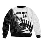 New Zealand Lawn Bowls Custom Sleeve Zip Bomber Jacket Aotearoa Silver Fern - Aussie Hoodie