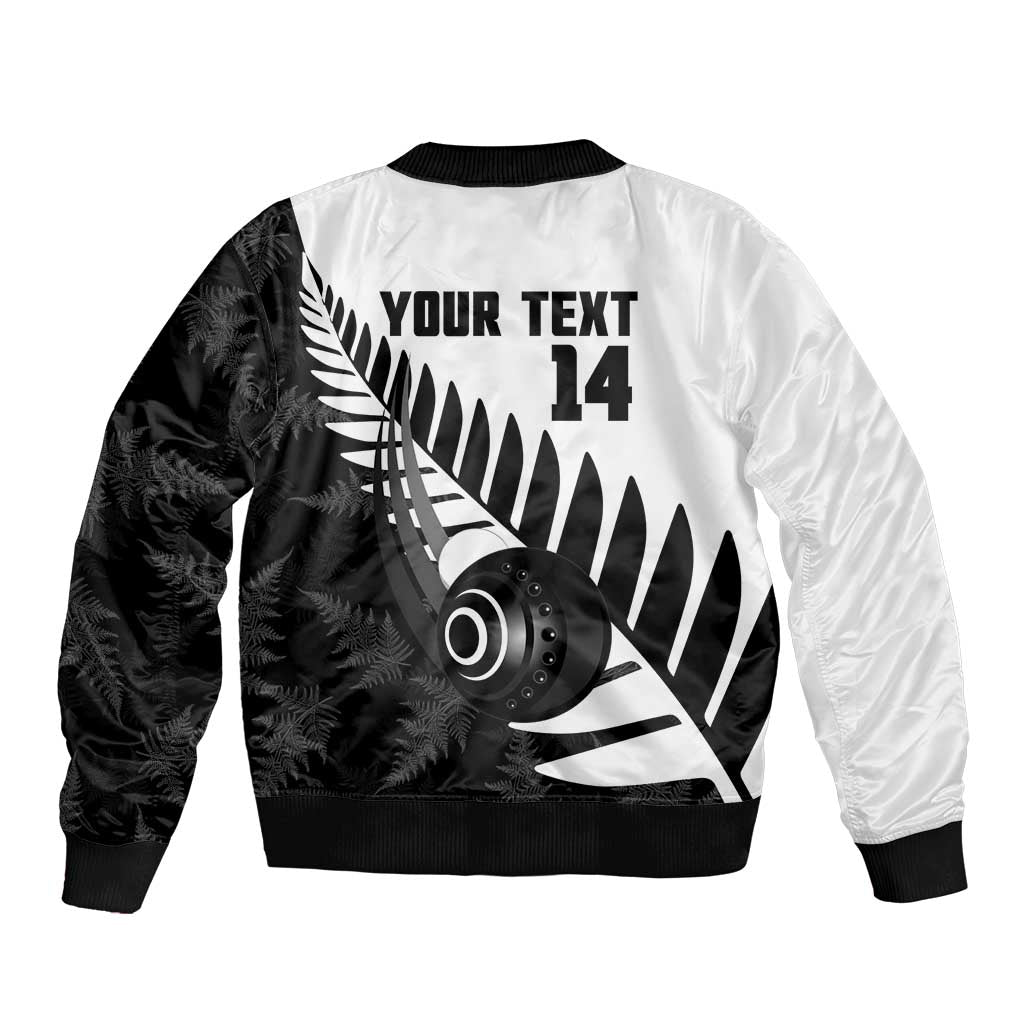 New Zealand Lawn Bowls Custom Sleeve Zip Bomber Jacket Aotearoa Silver Fern - Aussie Hoodie