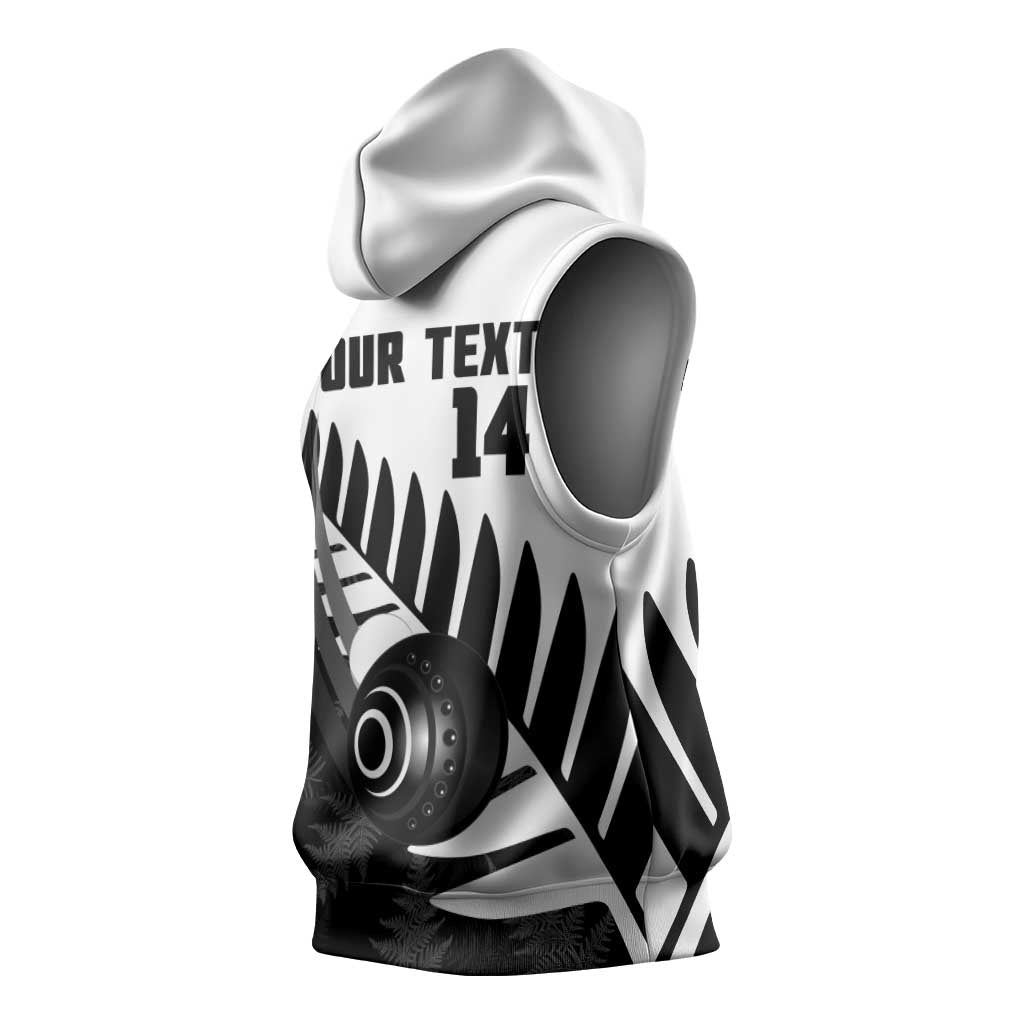 New Zealand Lawn Bowls Custom Sleeveless Hoodie Aotearoa Silver Fern - Aussie Hoodie