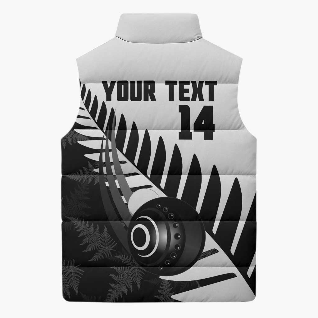 New Zealand Lawn Bowls Custom Sleeveless Puffer Jacket Aotearoa Silver Fern - Aussie Hoodie