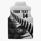 New Zealand Lawn Bowls Custom Sleeveless Puffer Jacket Aotearoa Silver Fern - Aussie Hoodie