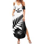 New Zealand Lawn Bowls Custom Summer Maxi Dress Aotearoa Silver Fern - Aussie Hoodie