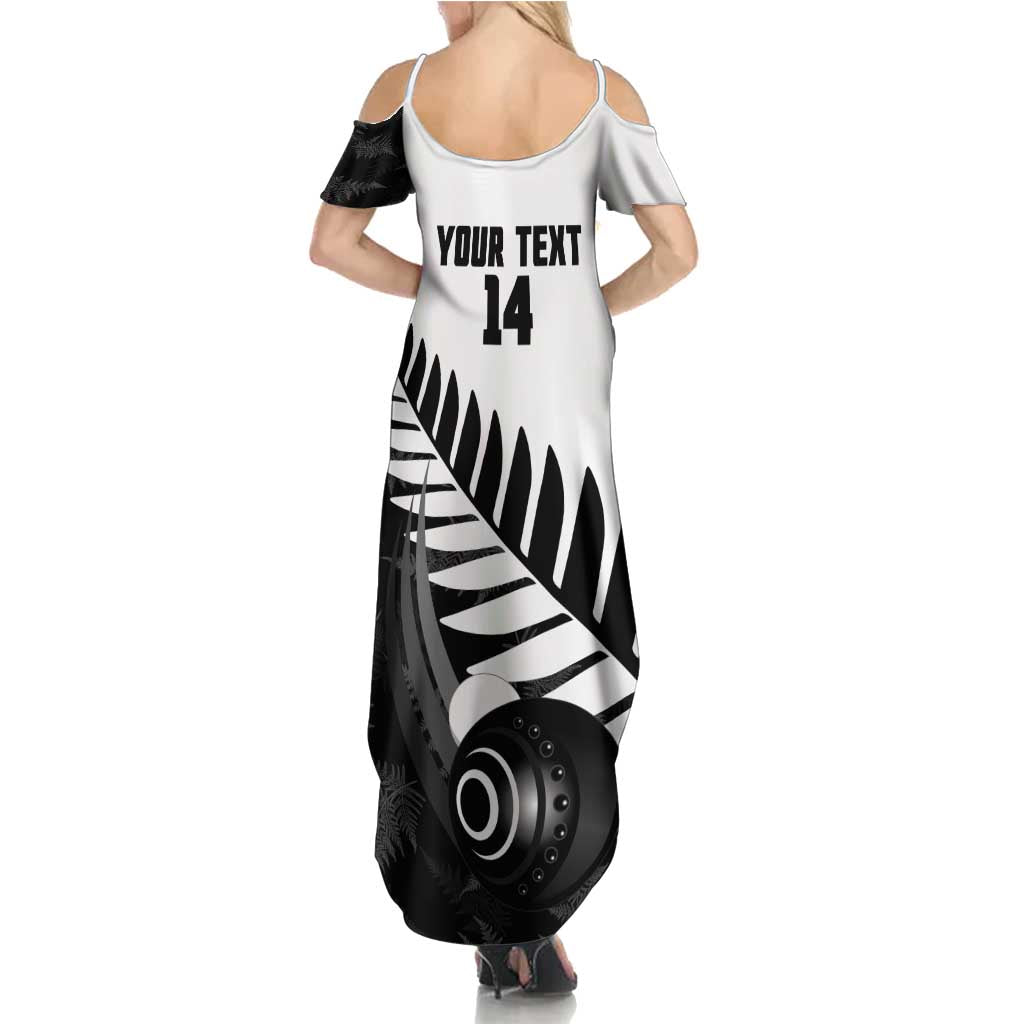New Zealand Lawn Bowls Custom Summer Maxi Dress Aotearoa Silver Fern - Aussie Hoodie