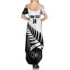New Zealand Lawn Bowls Custom Summer Maxi Dress Aotearoa Silver Fern - Aussie Hoodie