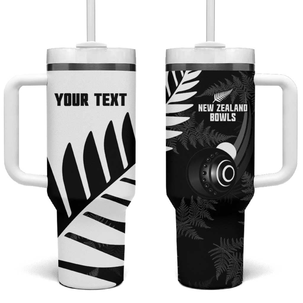 New Zealand Lawn Bowls Custom Tumbler With Handle Aotearoa Silver Fern - Aussie Hoodie