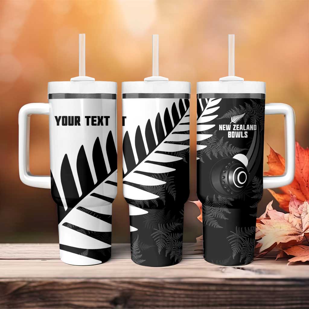 New Zealand Lawn Bowls Custom Tumbler With Handle Aotearoa Silver Fern - Aussie Hoodie