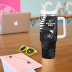 New Zealand Lawn Bowls Custom Tumbler With Handle Aotearoa Silver Fern - Aussie Hoodie