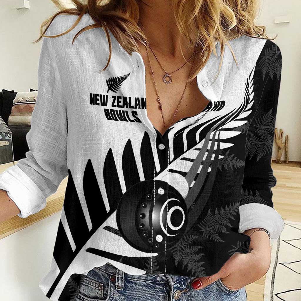 New Zealand Lawn Bowls Custom Women Casual Shirt Aotearoa Silver Fern - Aussie Hoodie