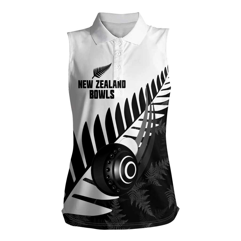 New Zealand Lawn Bowls Custom Women Sleeveless Polo Shirt Aotearoa Silver Fern - Aussie Hoodie