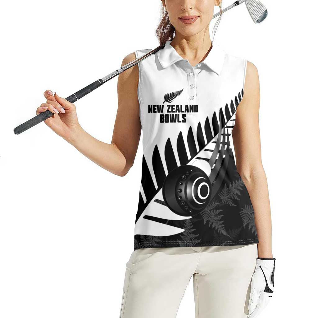 New Zealand Lawn Bowls Custom Women Sleeveless Polo Shirt Aotearoa Silver Fern - Aussie Hoodie