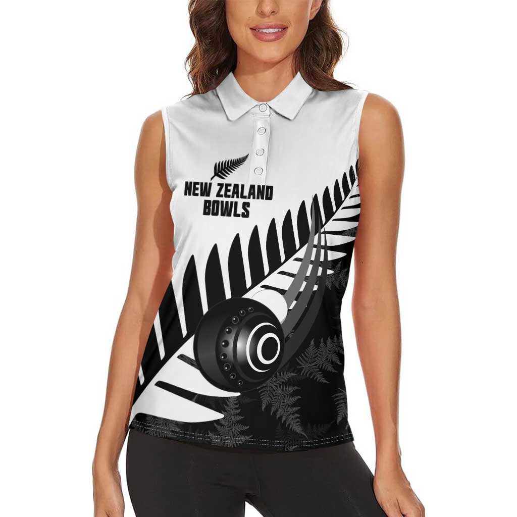 New Zealand Lawn Bowls Custom Women Sleeveless Polo Shirt Aotearoa Silver Fern - Aussie Hoodie