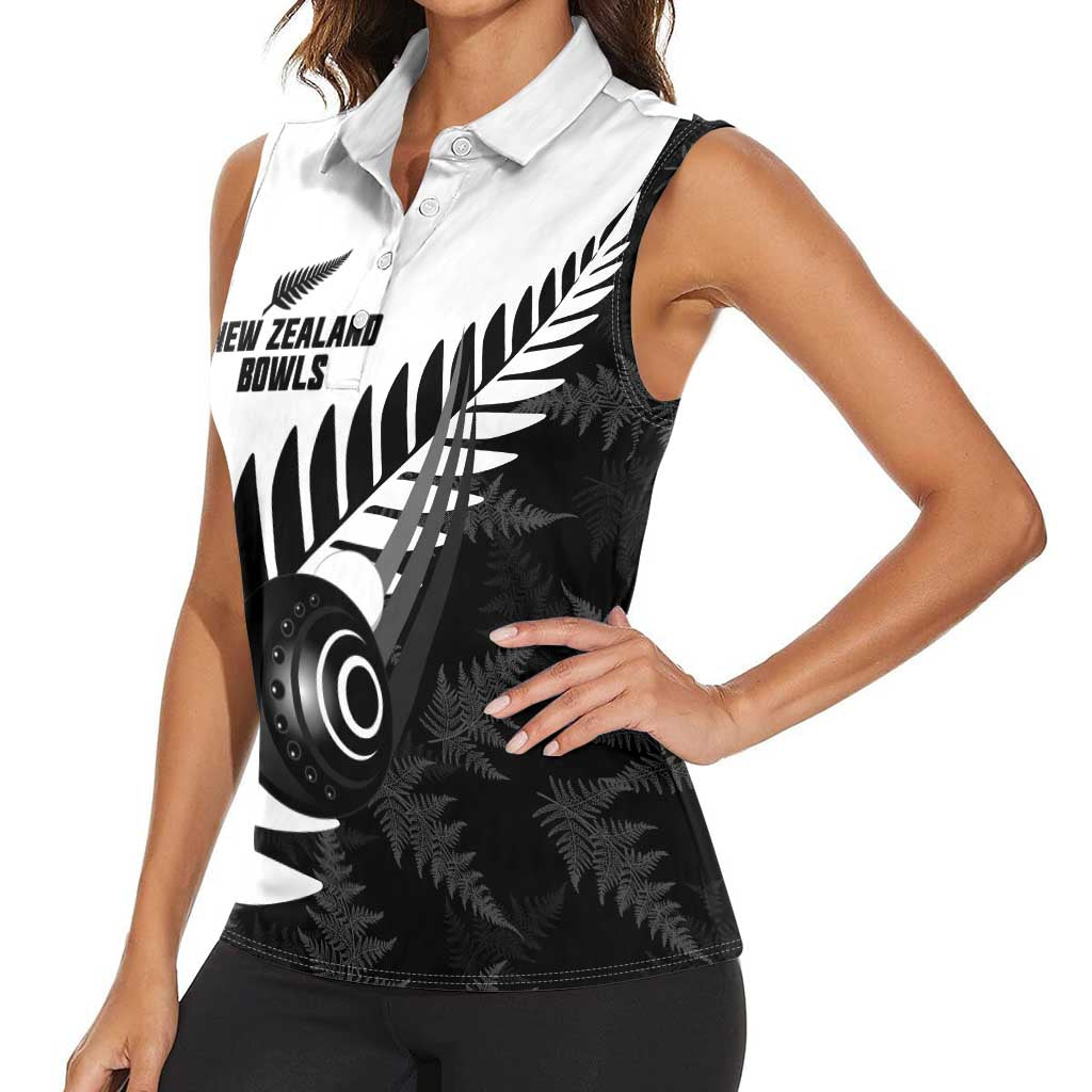 New Zealand Lawn Bowls Custom Women Sleeveless Polo Shirt Aotearoa Silver Fern - Aussie Hoodie