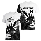 New Zealand Lawn Bowls Custom Women V-Neck T-Shirt Aotearoa Silver Fern - Aussie Hoodie