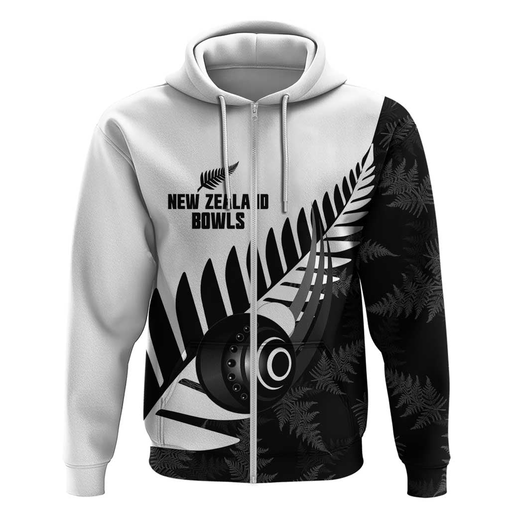 New Zealand Lawn Bowls Custom Zip Hoodie Aotearoa Silver Fern - Aussie Hoodie
