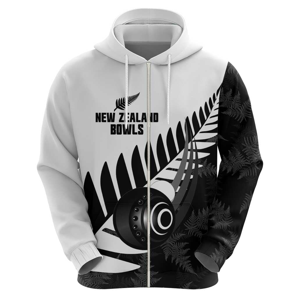 New Zealand Lawn Bowls Custom Zip Hoodie Aotearoa Silver Fern - Aussie Hoodie