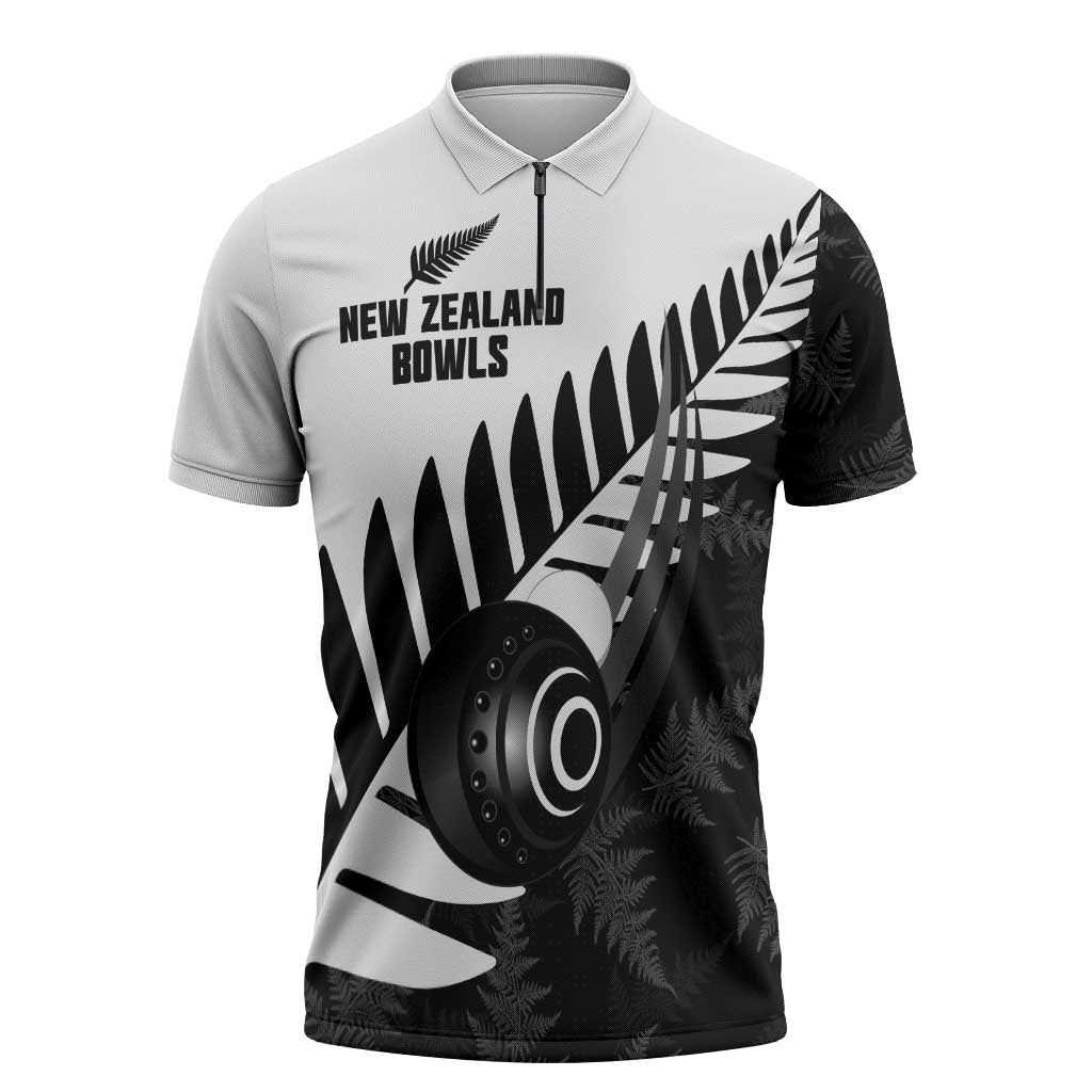 New Zealand Lawn Bowls Custom Zipper Polo Shirt Aotearoa Silver Fern - Aussie Hoodie