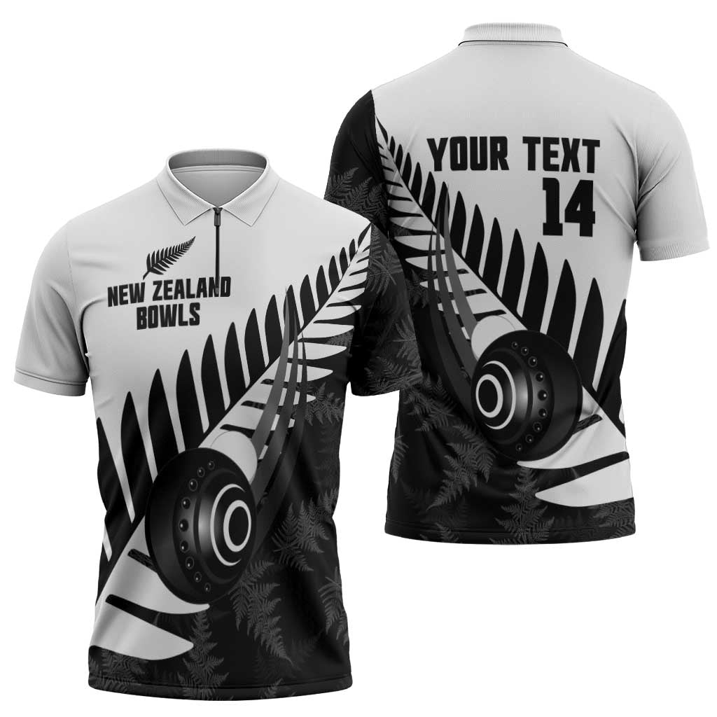 New Zealand Lawn Bowls Custom Zipper Polo Shirt Aotearoa Silver Fern - Aussie Hoodie