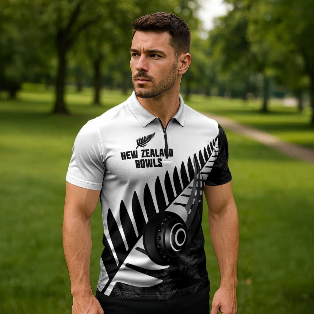 New Zealand Lawn Bowls Custom Zipper Polo Shirt Aotearoa Silver Fern - Aussie Hoodie