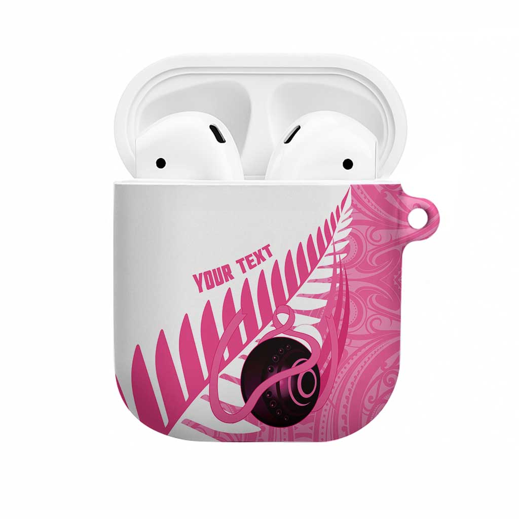 New Zealand Lawn Bowls Breast Cancer Custom AirPods Case Aotearoa Maori Silver Fern Pink Ribbon - Aussie Hoodie