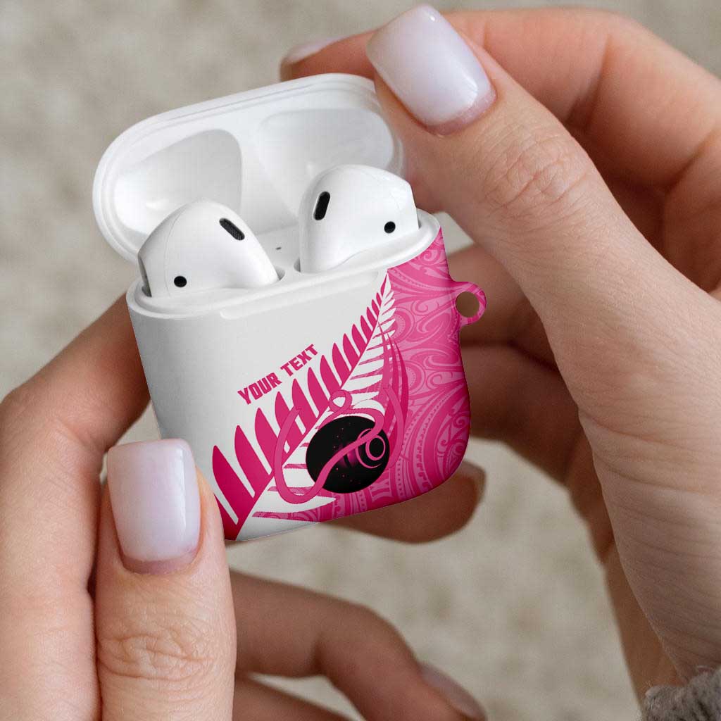 New Zealand Lawn Bowls Breast Cancer Custom AirPods Case Aotearoa Maori Silver Fern Pink Ribbon - Aussie Hoodie