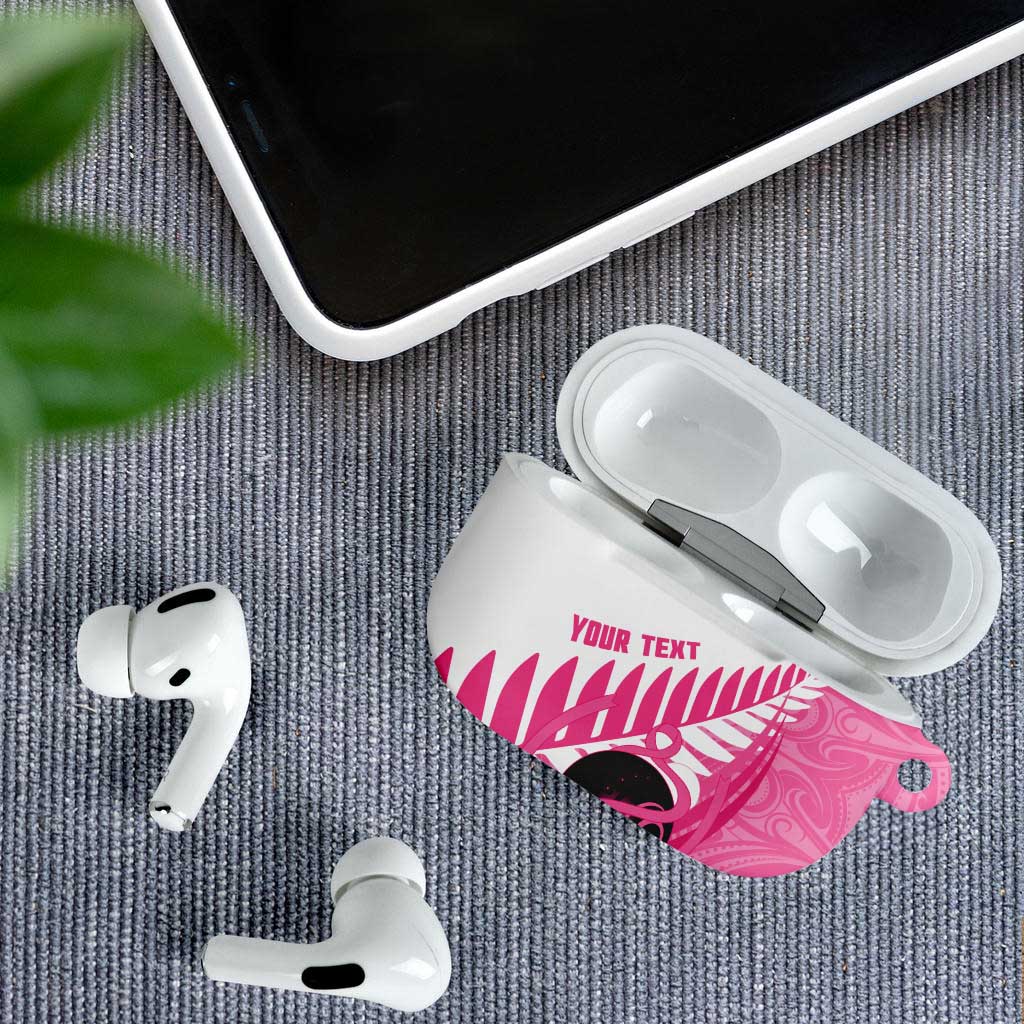 New Zealand Lawn Bowls Breast Cancer Custom AirPods Case Aotearoa Maori Silver Fern Pink Ribbon - Aussie Hoodie