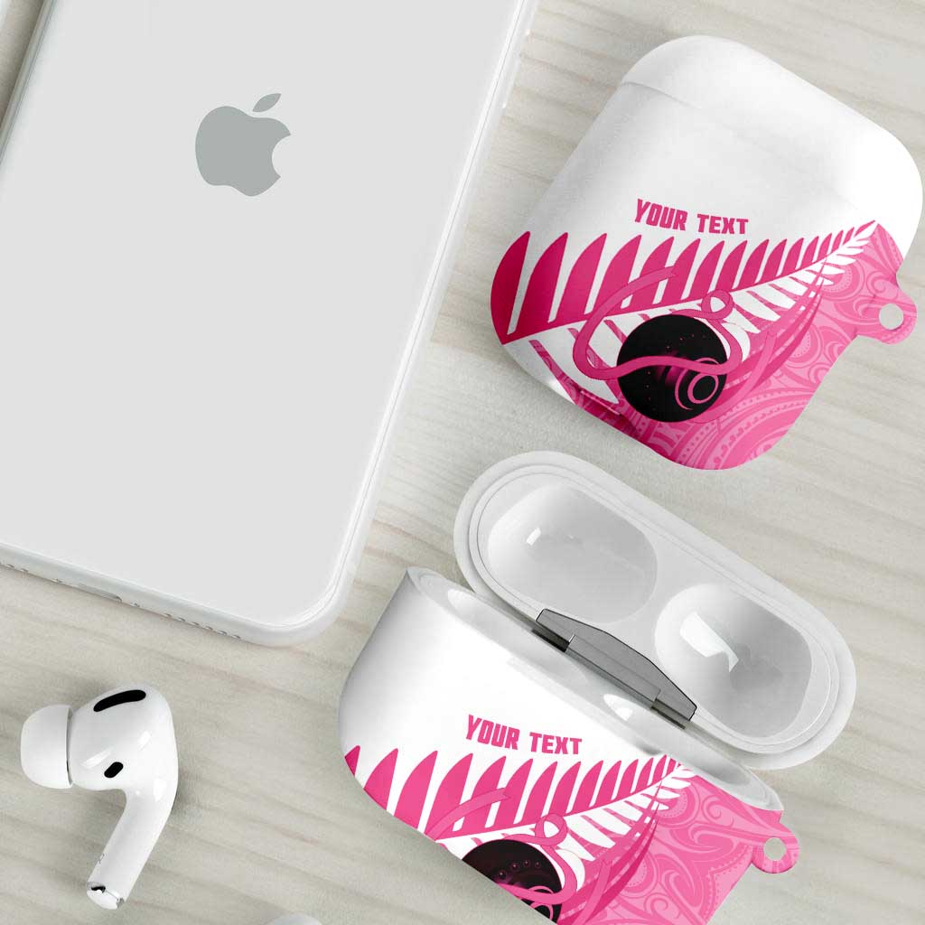 New Zealand Lawn Bowls Breast Cancer Custom AirPods Case Aotearoa Maori Silver Fern Pink Ribbon - Aussie Hoodie