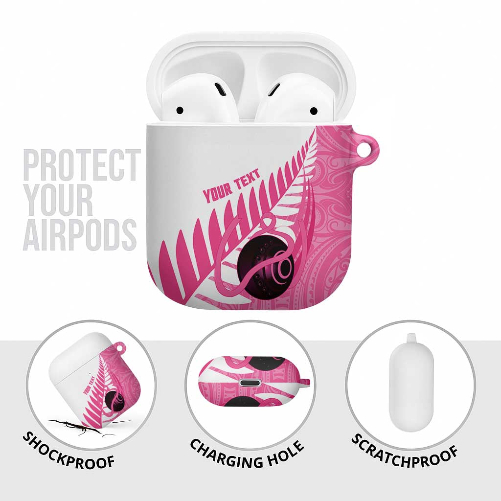 New Zealand Lawn Bowls Breast Cancer Custom AirPods Case Aotearoa Maori Silver Fern Pink Ribbon - Aussie Hoodie