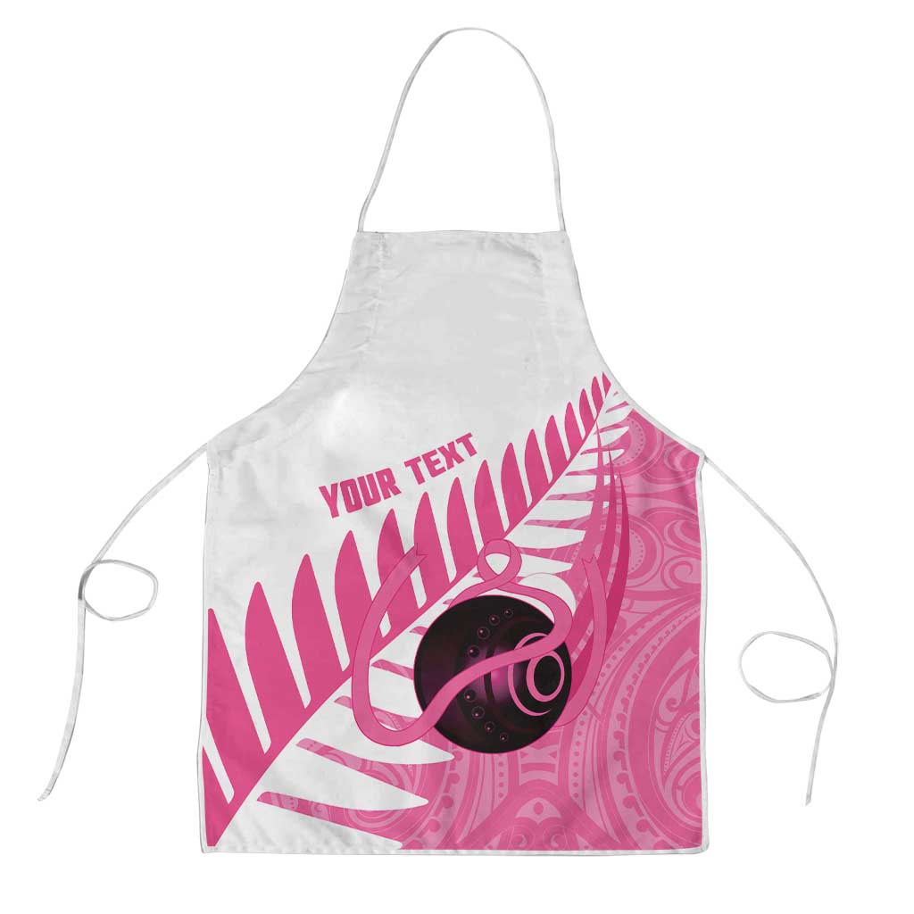 New Zealand Lawn Bowls Breast Cancer Custom Apron Aotearoa Maori Silver Fern Pink Ribbon - Aussie Hoodie