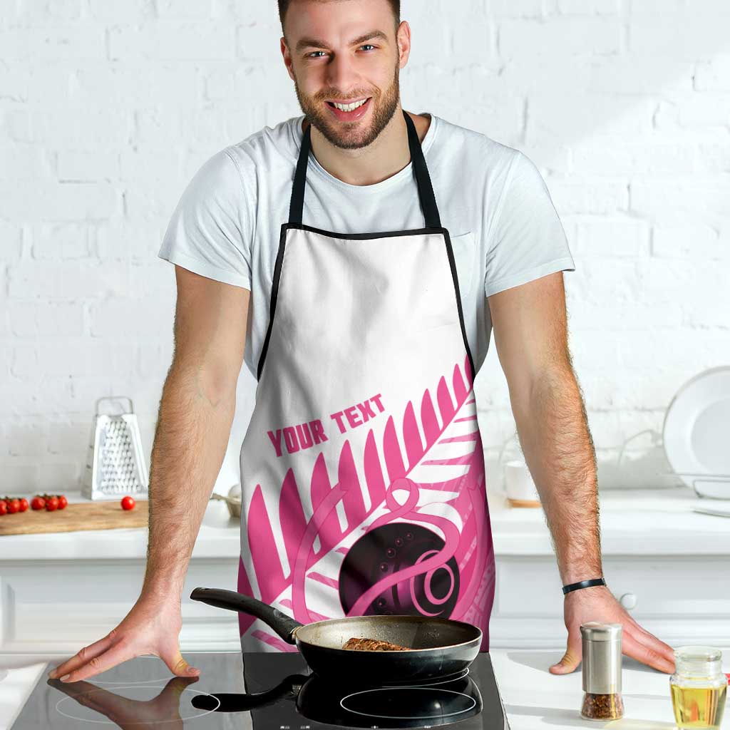 New Zealand Lawn Bowls Breast Cancer Custom Apron Aotearoa Maori Silver Fern Pink Ribbon - Aussie Hoodie