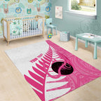 New Zealand Lawn Bowls Breast Cancer Custom Area Rug Aotearoa Maori Silver Fern Pink Ribbon - Aussie Hoodie