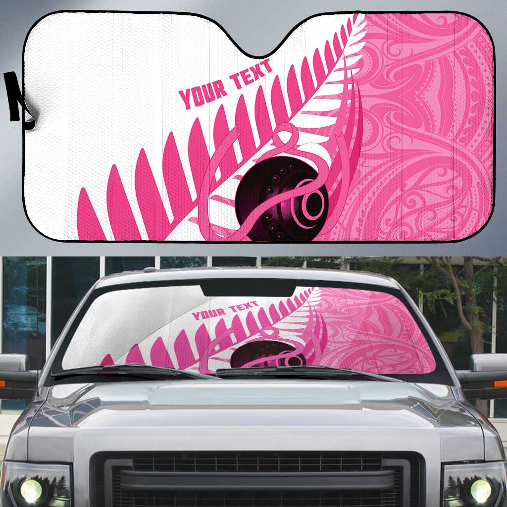 New Zealand Lawn Bowls Breast Cancer Custom Auto Sun Shade Aotearoa Maori Silver Fern Pink Ribbon - Aussie Hoodie