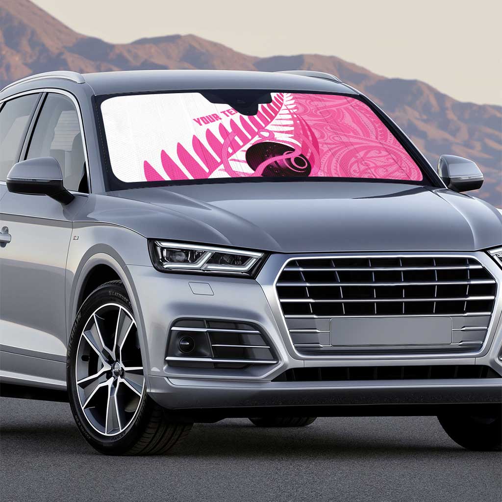 New Zealand Lawn Bowls Breast Cancer Custom Auto Sun Shade Aotearoa Maori Silver Fern Pink Ribbon - Aussie Hoodie