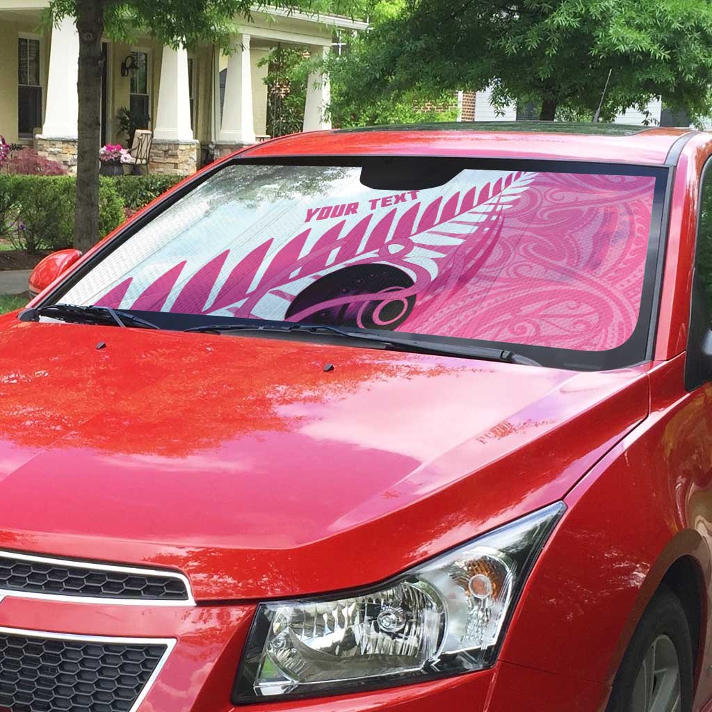 New Zealand Lawn Bowls Breast Cancer Custom Auto Sun Shade Aotearoa Maori Silver Fern Pink Ribbon - Aussie Hoodie