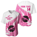 New Zealand Lawn Bowls Breast Cancer Custom Baseball Jersey Aotearoa Maori Silver Fern Pink Ribbon - Aussie Hoodie